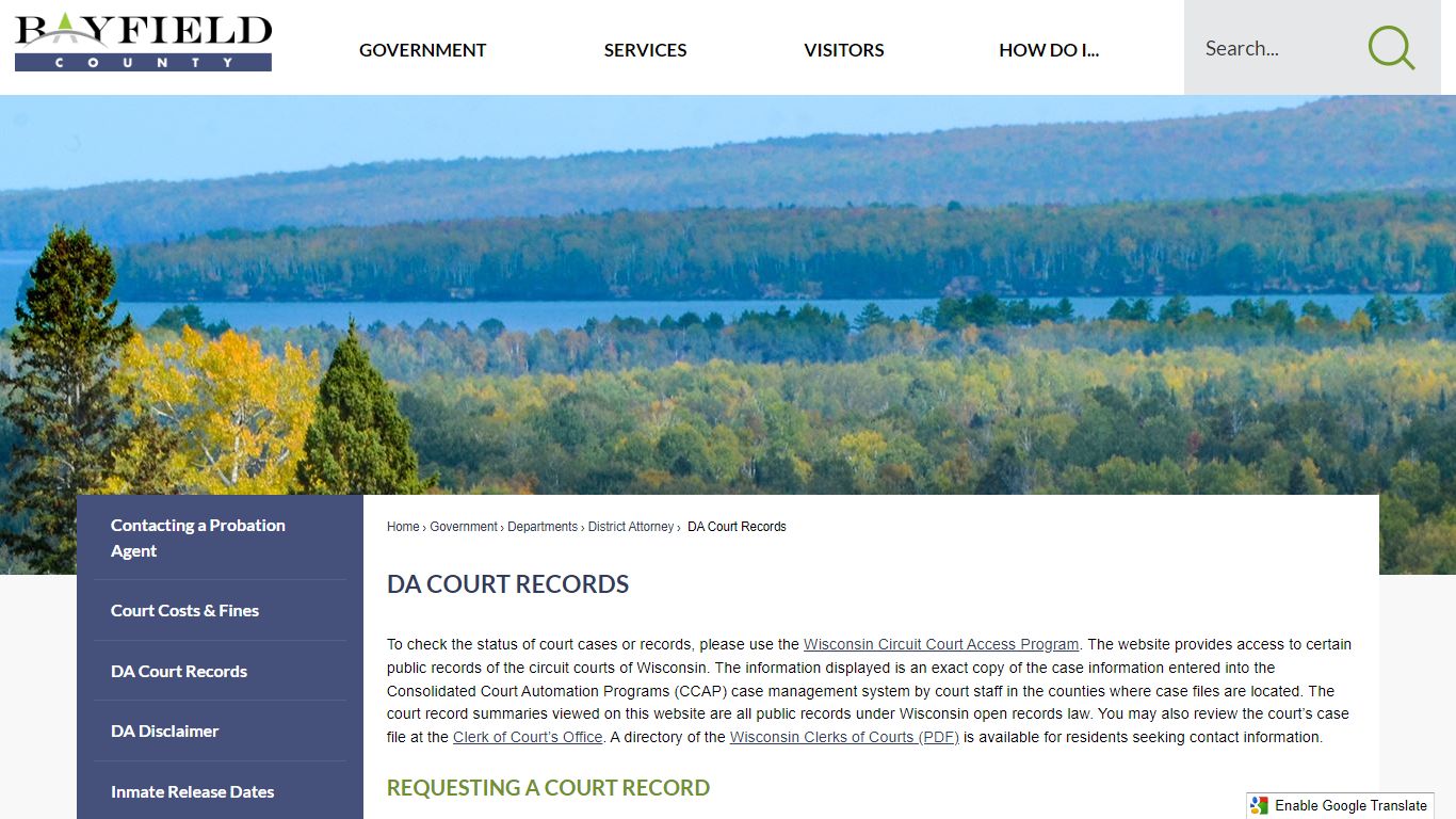 DA Court Records | Bayfield County, WI - Official Website
